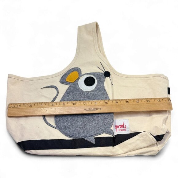 3 Sprouts Organic Cotton Canvas Bags Lot 2 Beaver and Mouse w liners - Picture 5 of 14